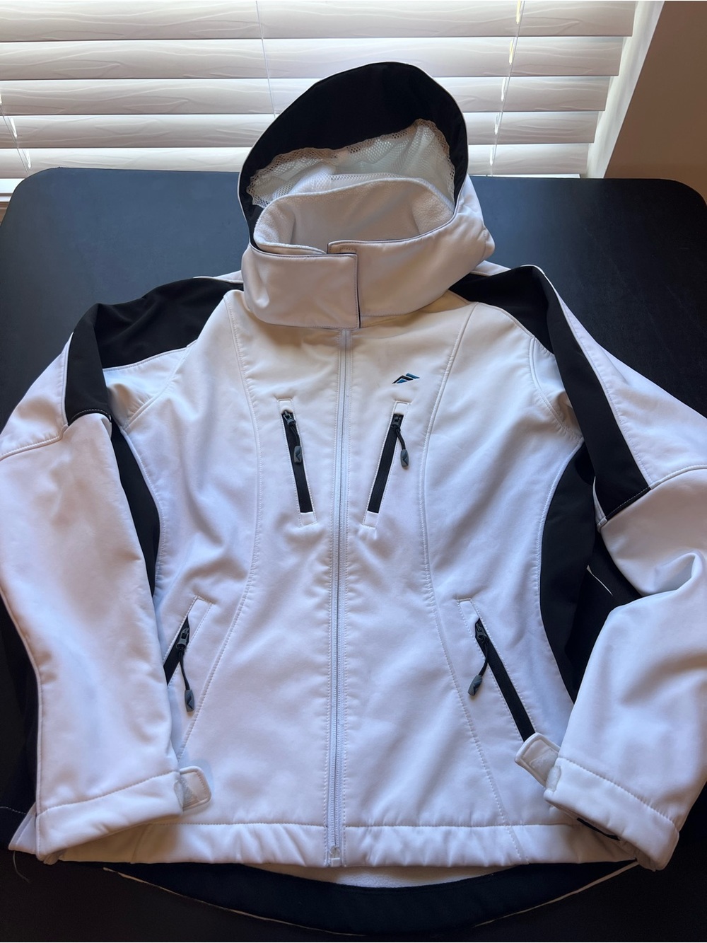 Women's White & Black Ski Jacket with Hood